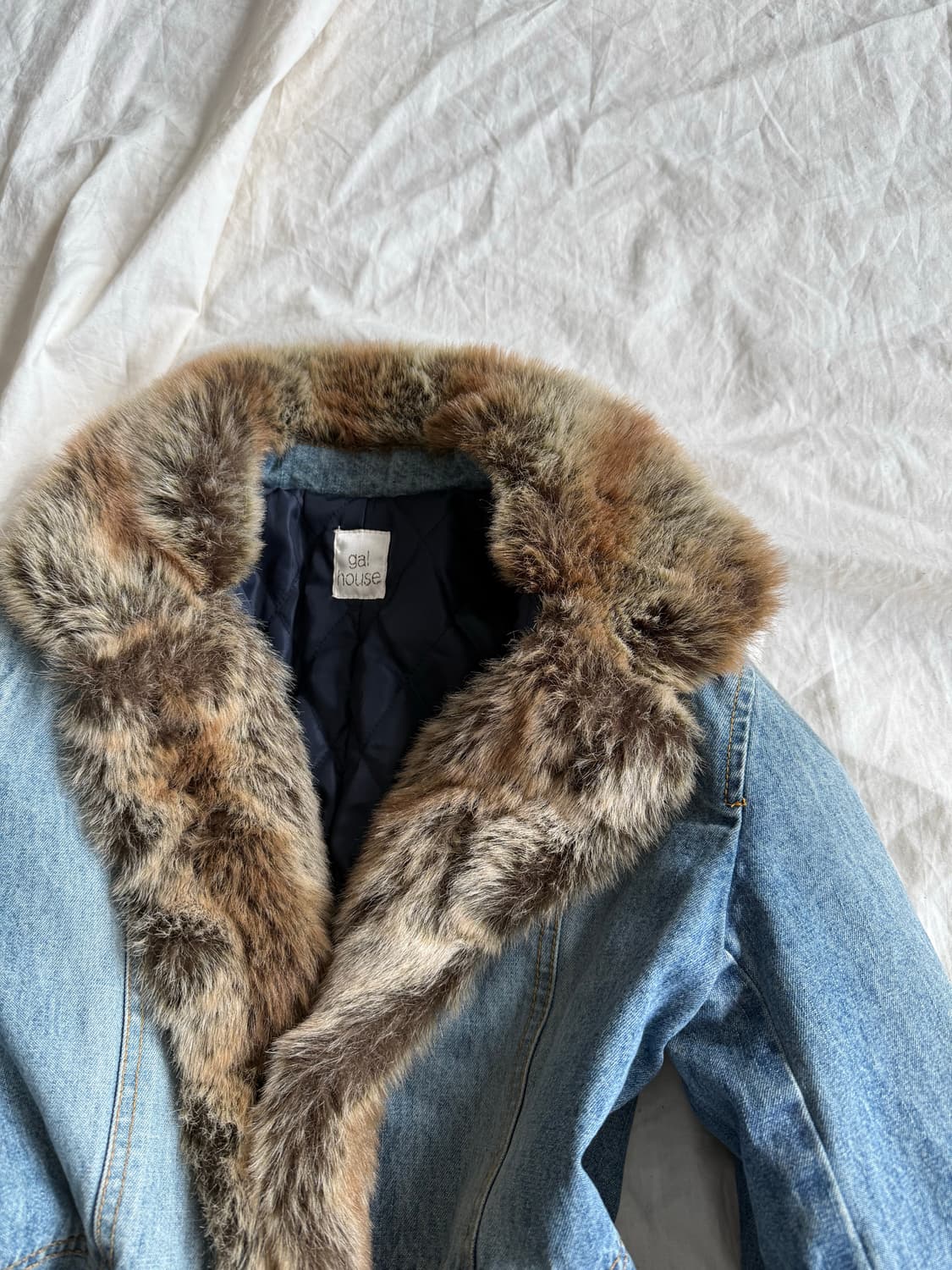 오네갸루 갸루 0‘s y2k 데님 퍼 자켓 상품이미지3