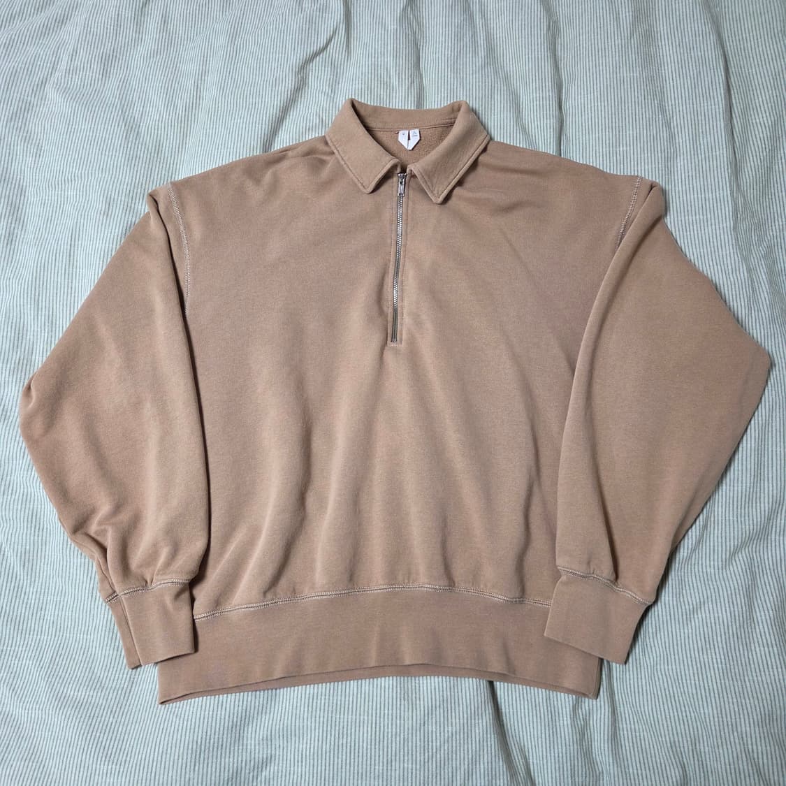 아르켓 하프 집업 폴로 티셔츠 M 베이지 / 쿼티 카라티 긴팔 맨투맨 상품이미지1
