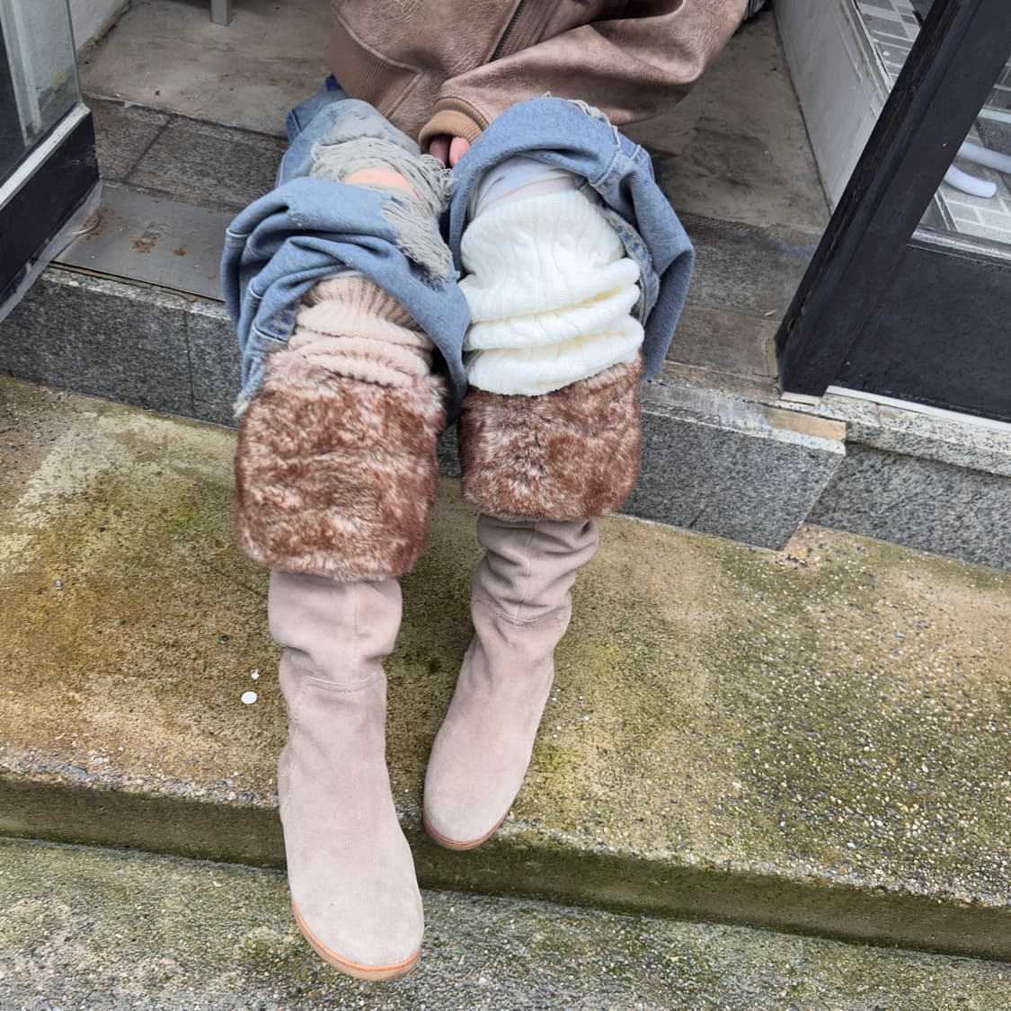 00s 샘 에델만 퍼 커프 스웨이드 털 부츠 상품이미지9
