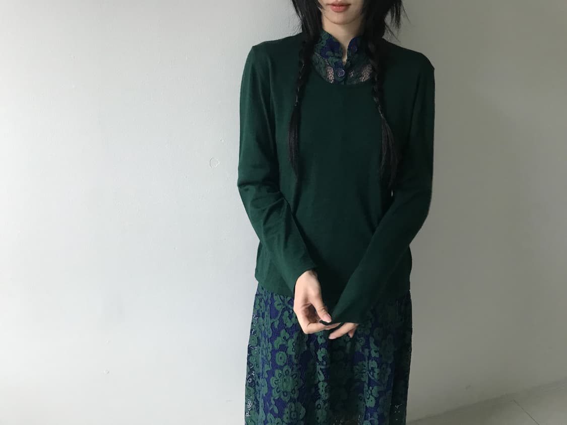 U neck knit(bluish green) 상품이미지7