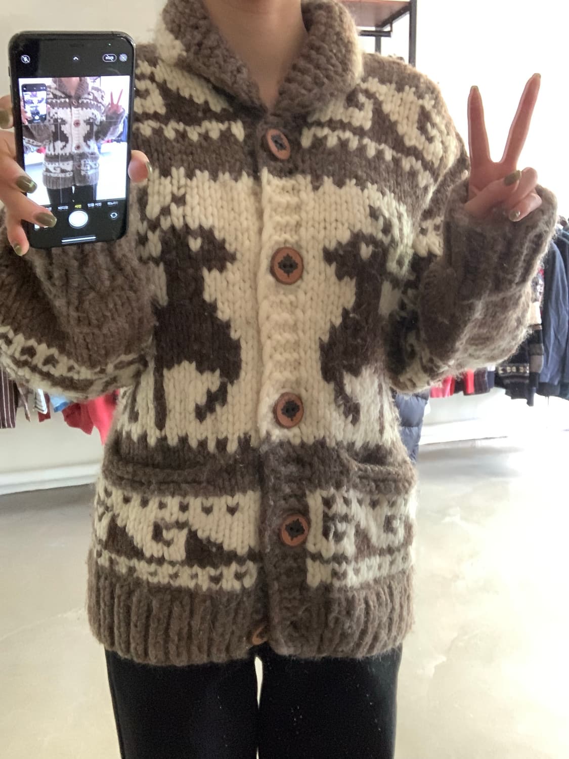 캐나다 코위찬 핸드니트 가디건  상품이미지4