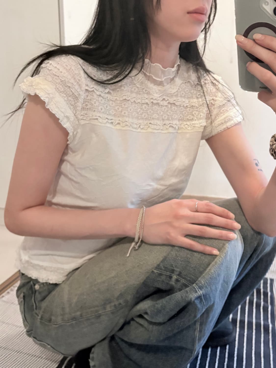 Japanese Vintage Ivory Frill T-Shirt 상품이미지2