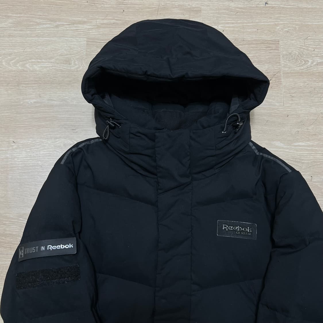 리복 클래식 와펜 로고 후드 롱패딩 점퍼 [블랙] M/95 상품이미지2
