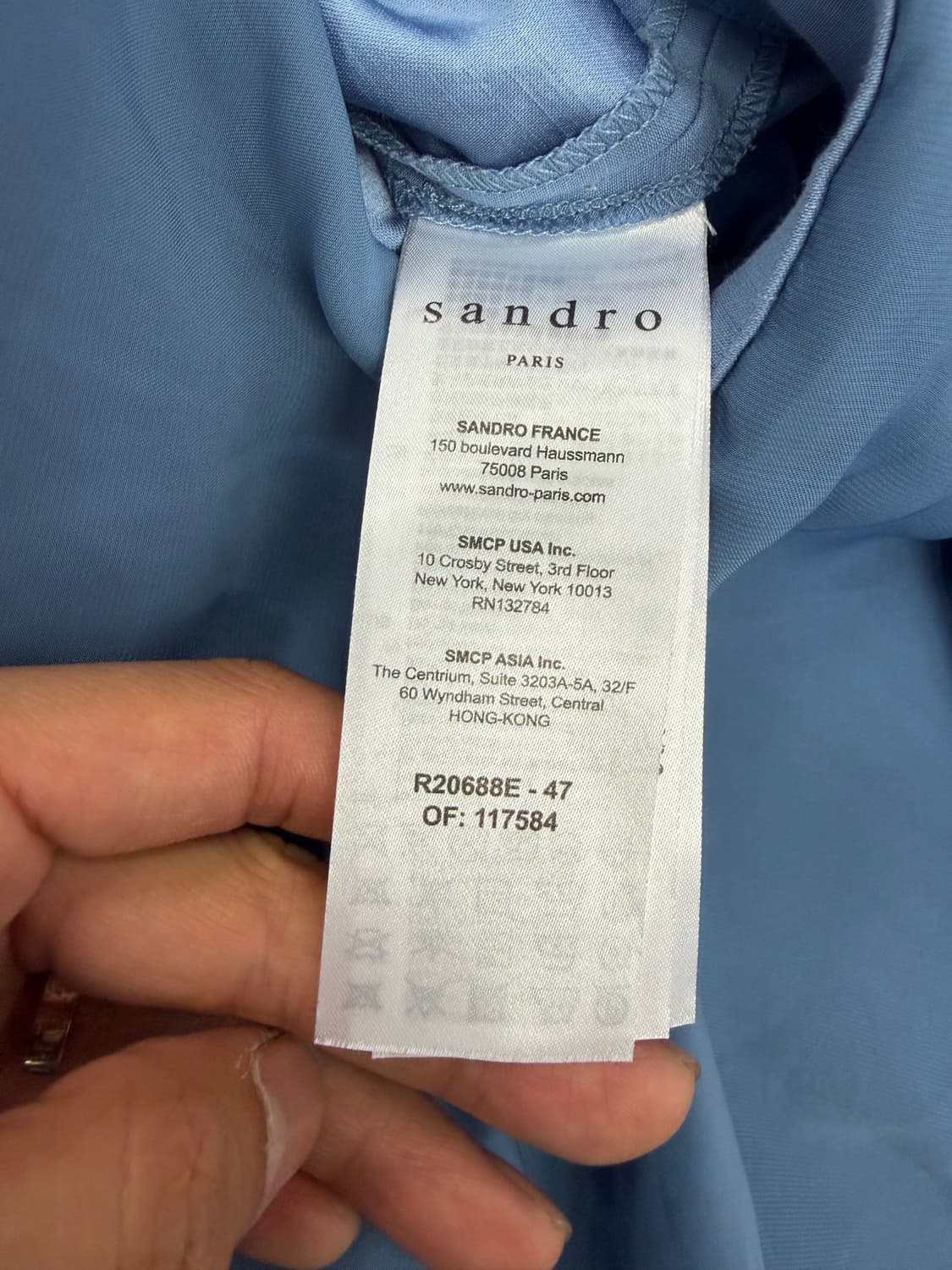 정품) 산드로 블루 랩 스타일 원피스 36 상품이미지8