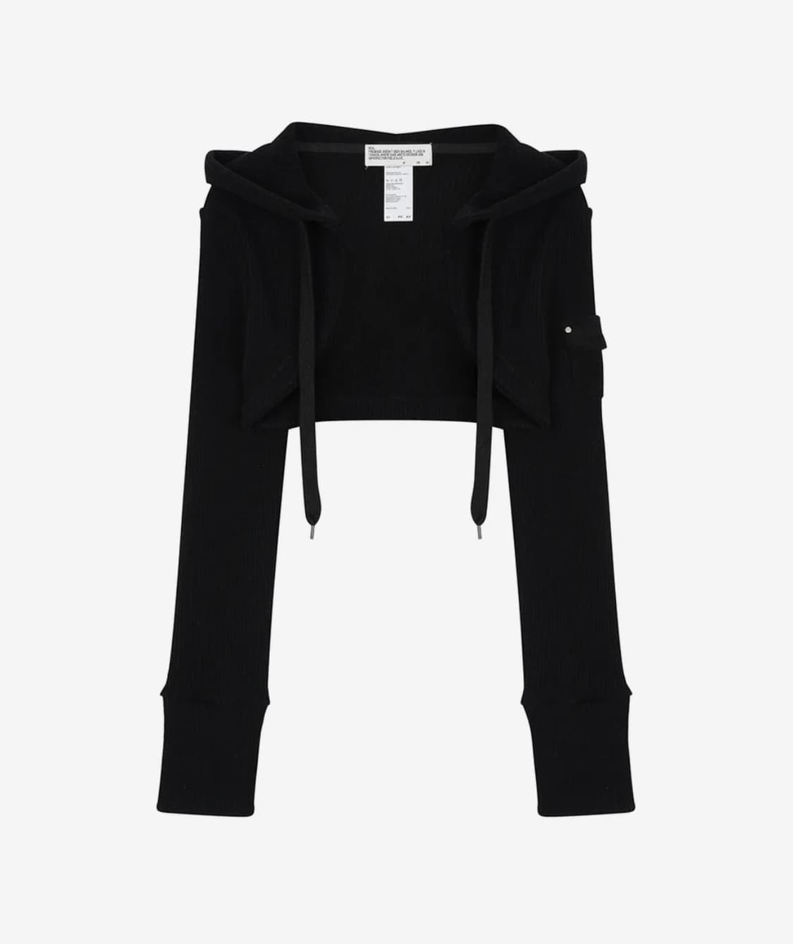 Knit Hoodie Bolero Cardigan / Black 상품이미지2