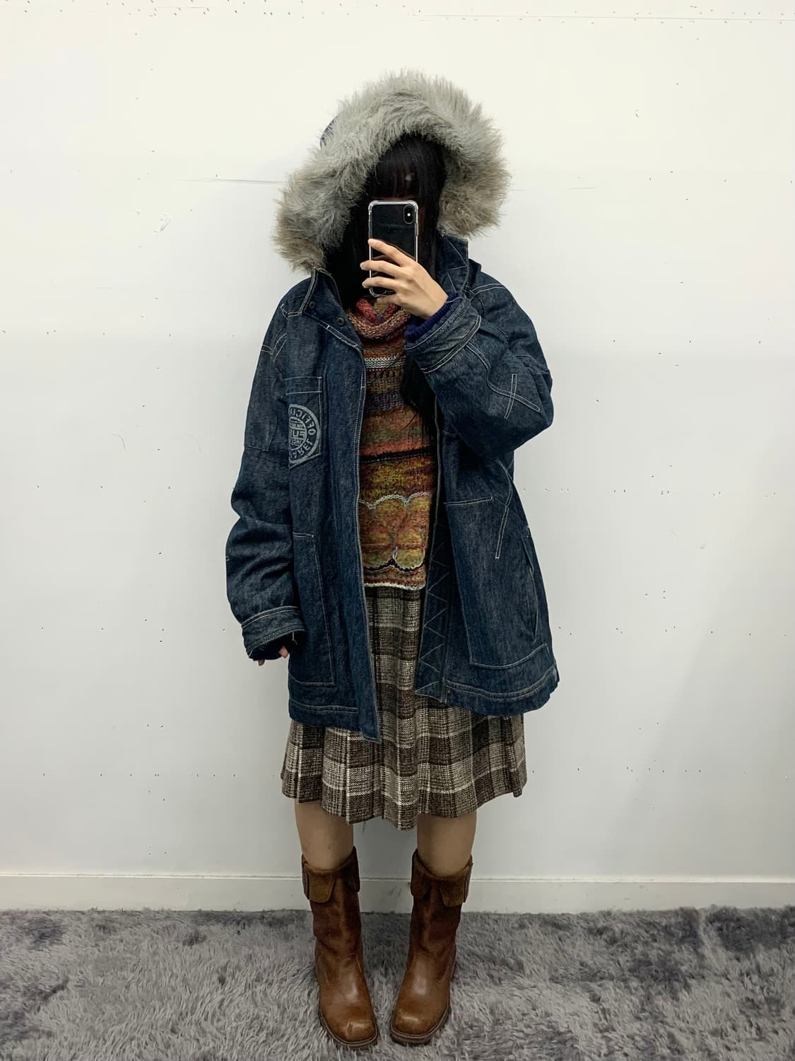 후부 퍼후드 헤비 데님 자켓 상품이미지1