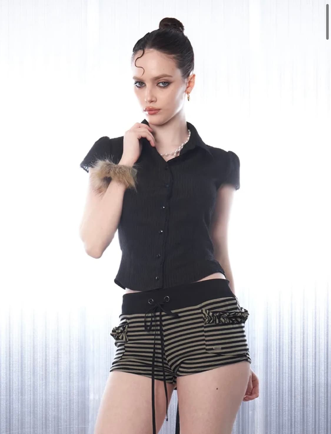 힐다 hillda 레이시 보우 셔츠 블랙 S 상품이미지1