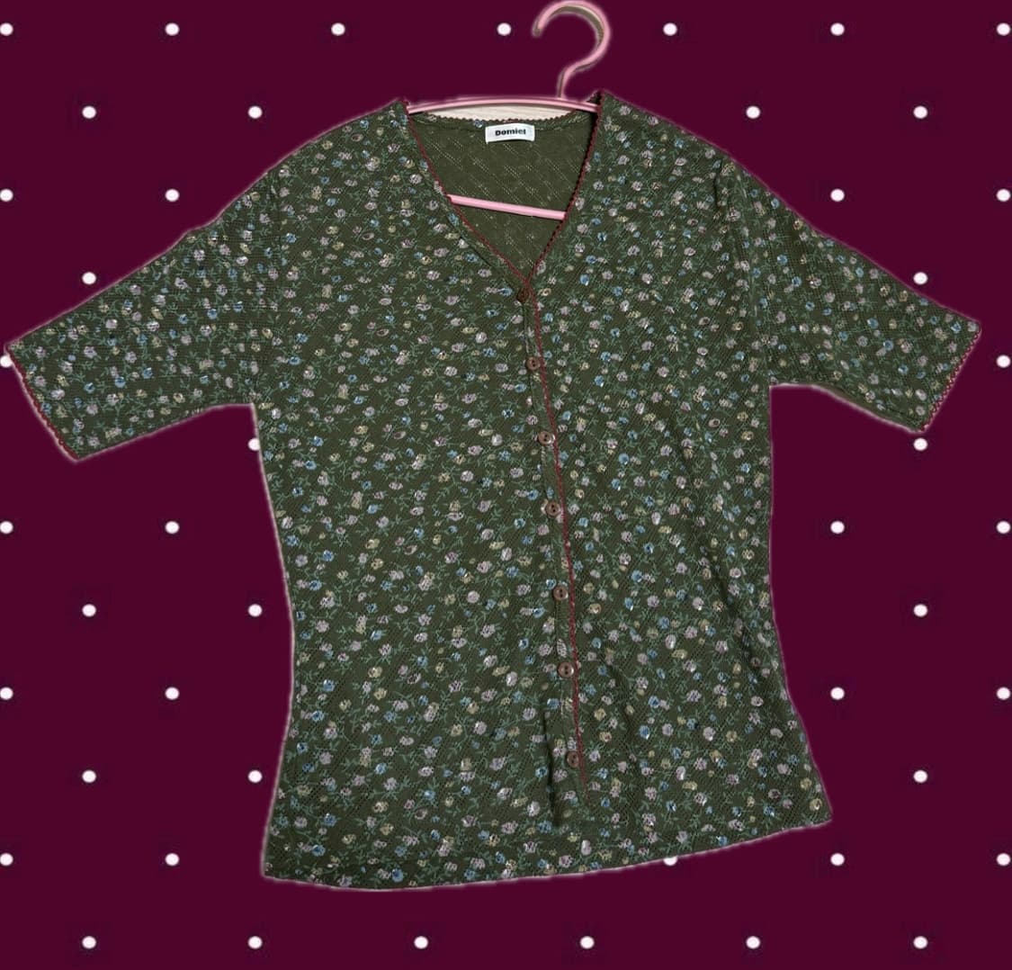 short sleeve flower cardigan모리 반팔 잔꽃 가디건 상품이미지1