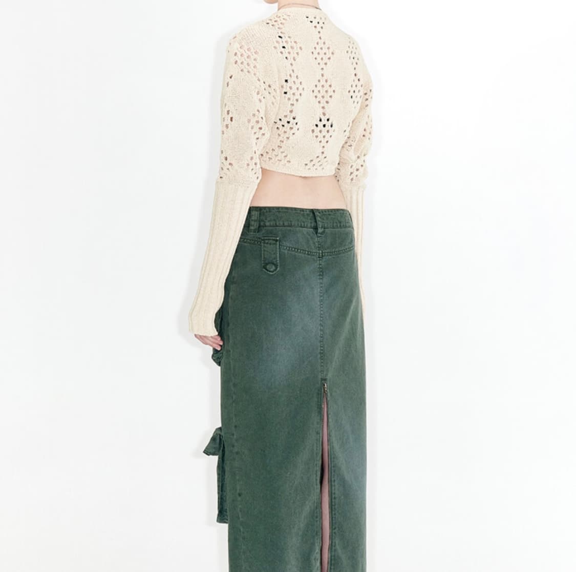 오픈 와이와이 아가일 포인텔 니트 볼레로 상품이미지2