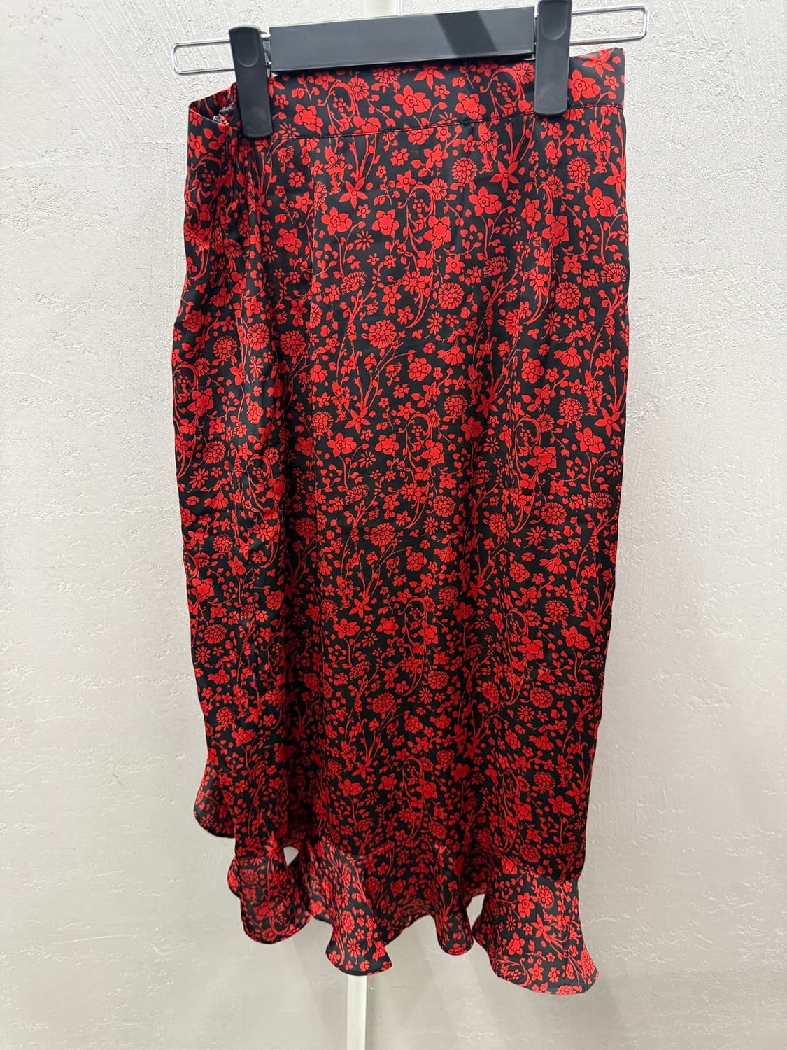 마쥬 플라워 랩 스커트 레드/블랙 상품이미지4