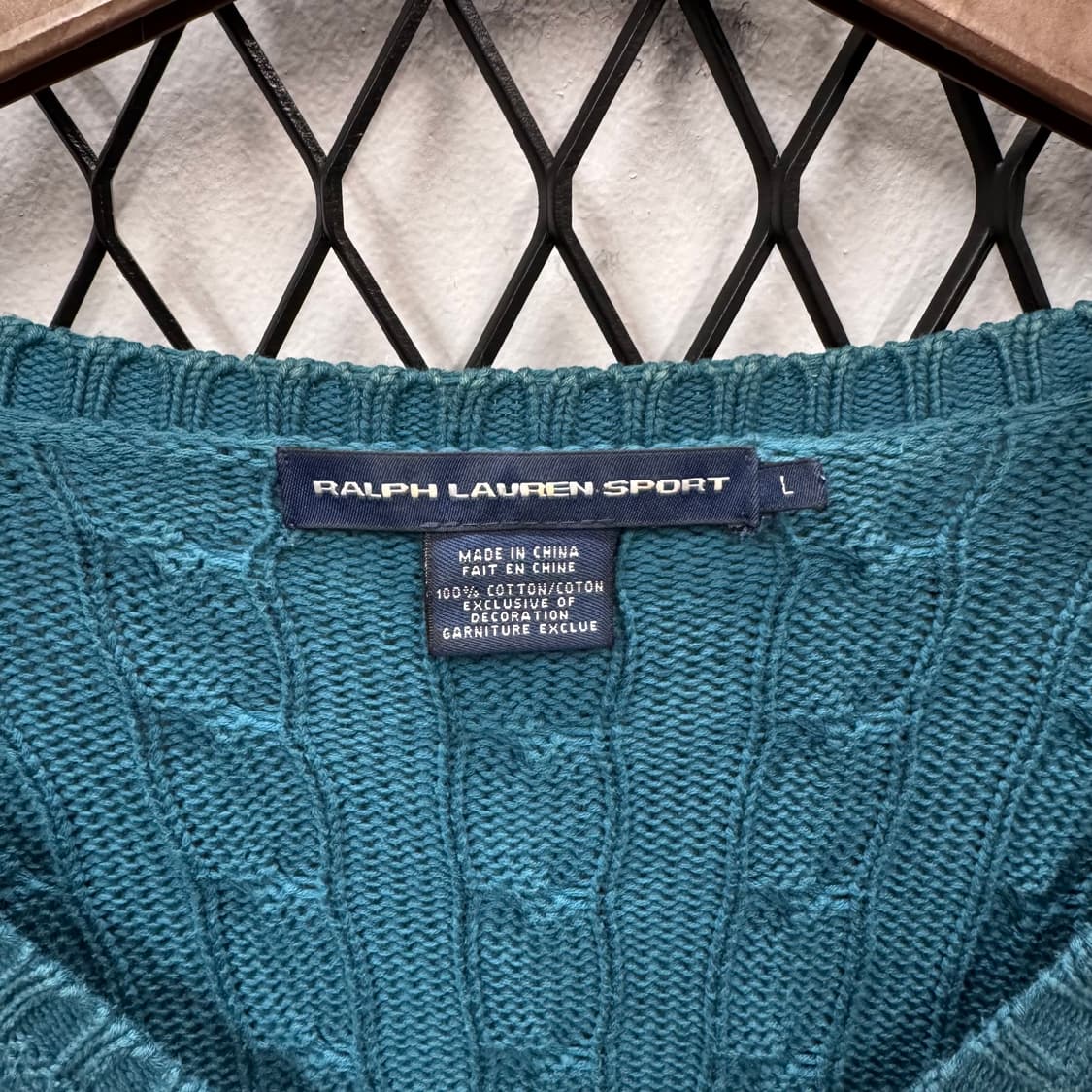 폴로 랄프로렌 케이블 니트 핑크 포니 포인트 블루그린 상품이미지5