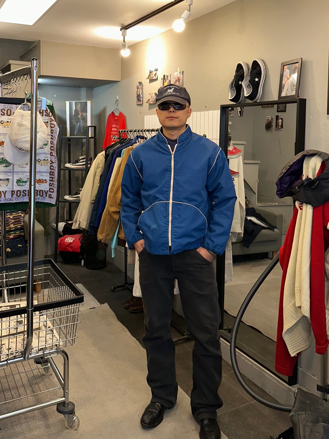 90’s American blue check lining jacket 상품이미지1