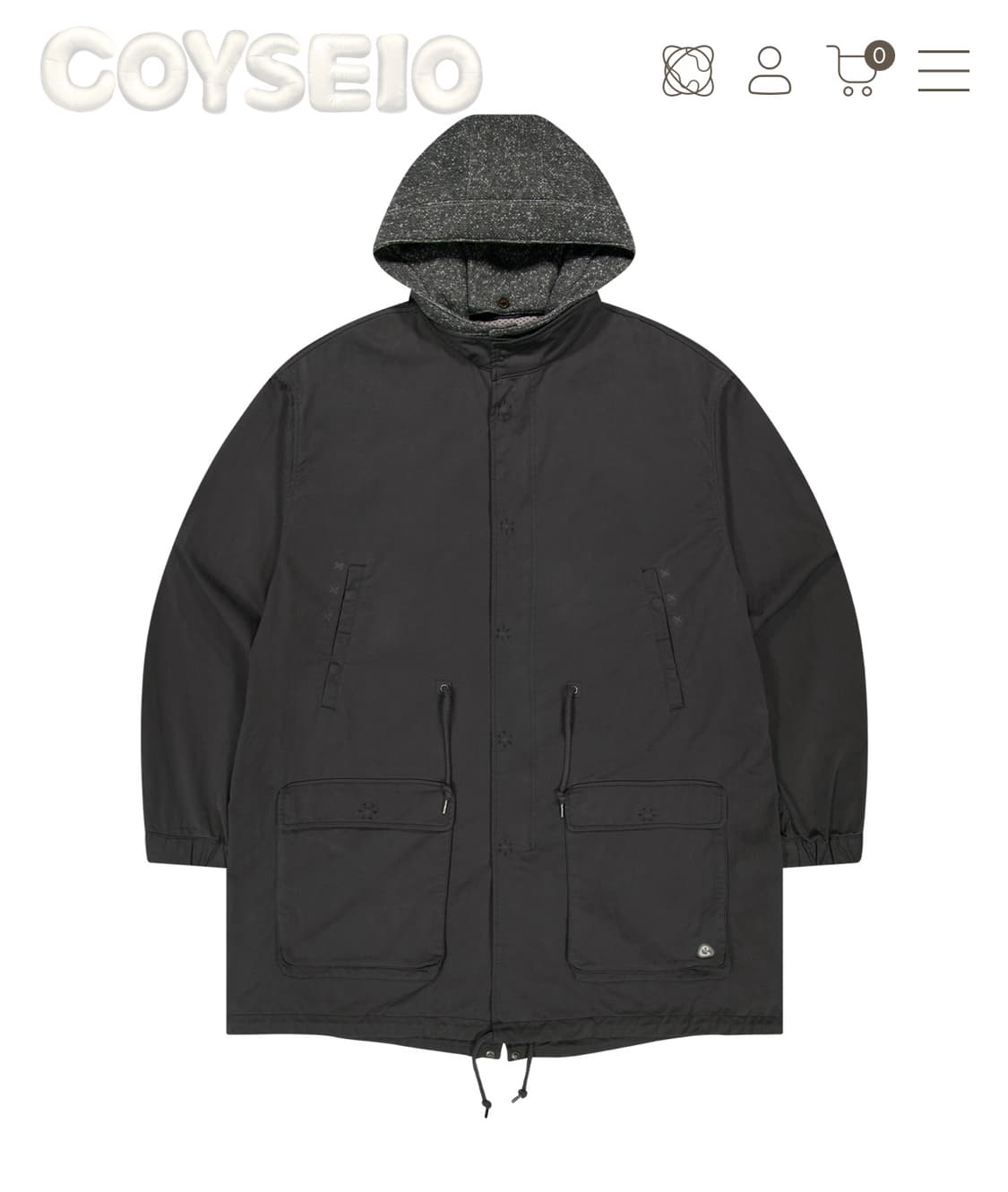 코이세이오 워시드 밀리터리 자켓 머드 차콜 상품이미지1