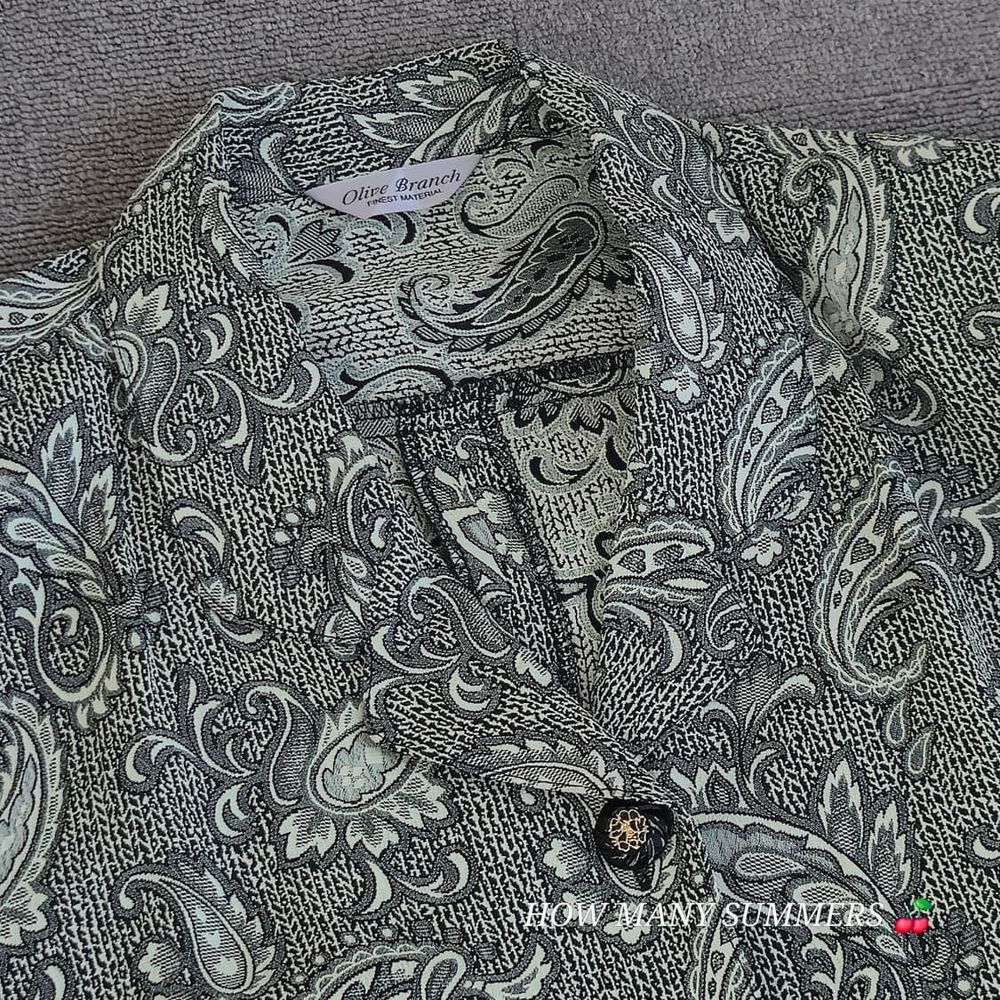 그린 패턴 블라우스 긴팔 vintage 상품이미지5