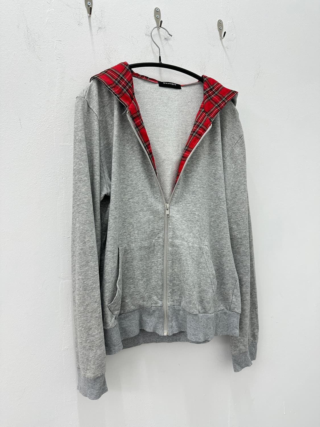 BOYCOTT red check detail hood  상품이미지5