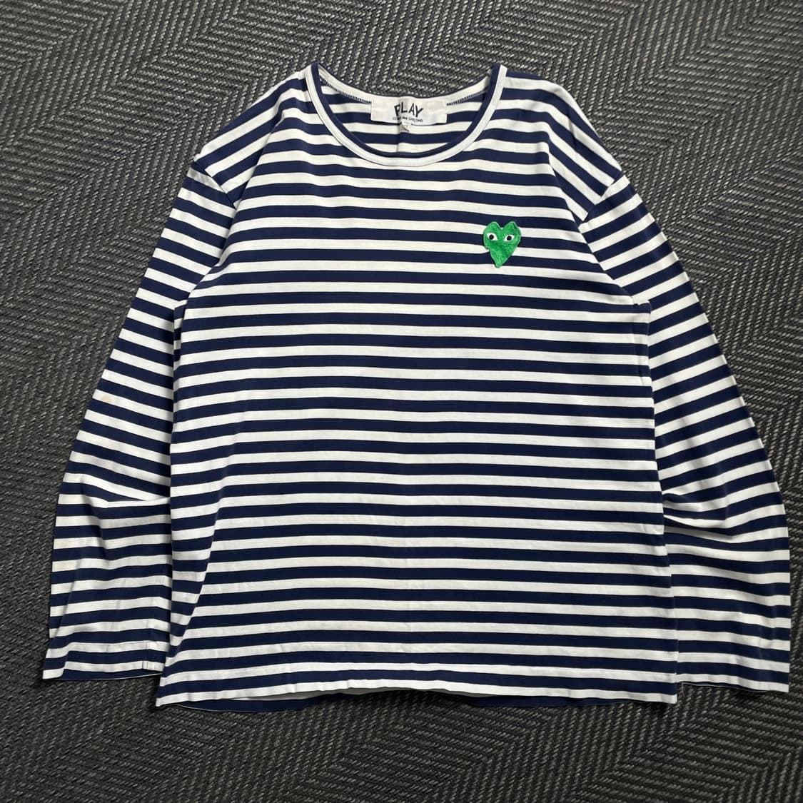 꼼데가르송 스트라이프 그린 와펜 긴팔 티셔츠o 4592 상품이미지1