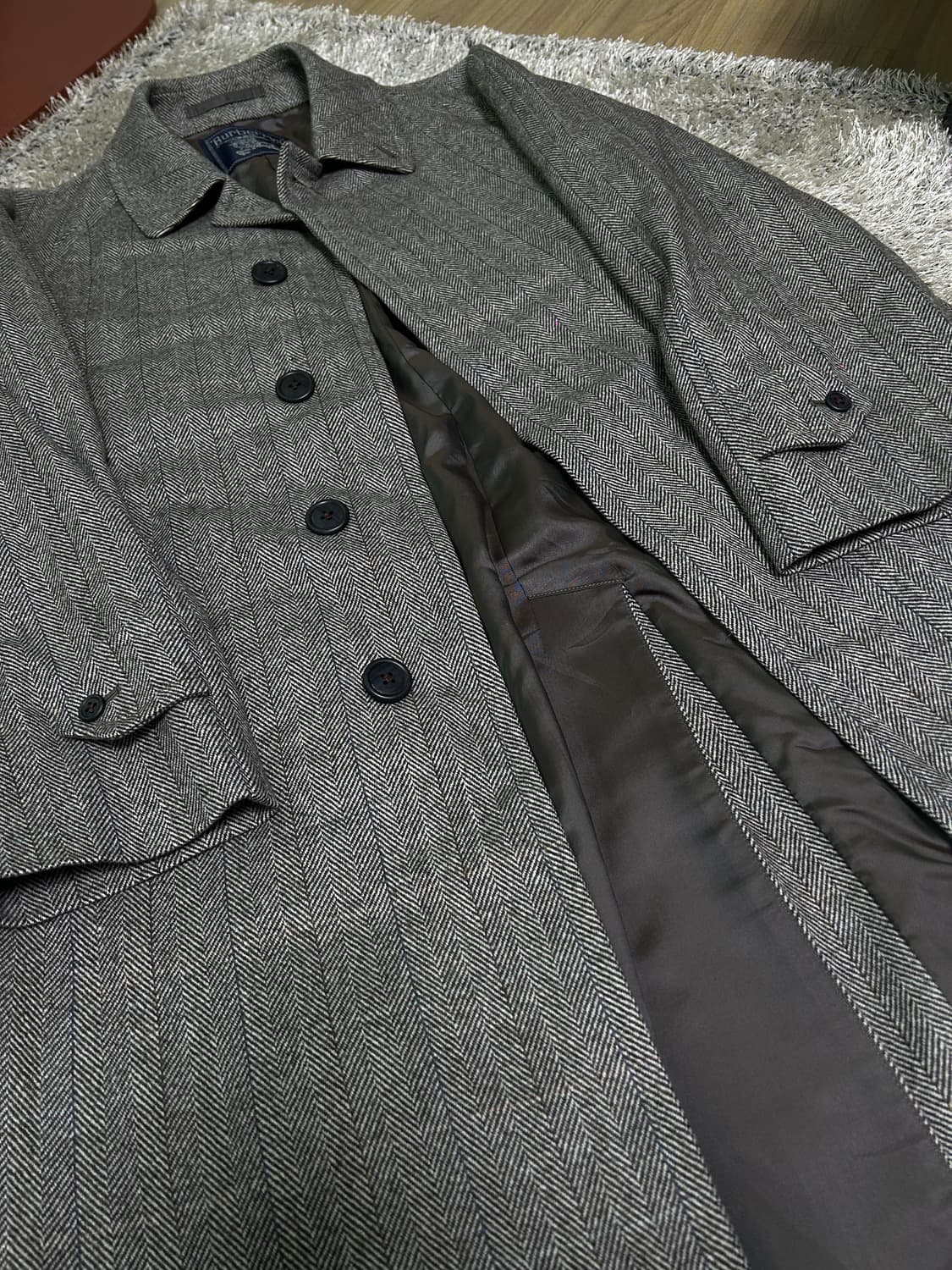 버버리 해링본 울 캐시미어코트 사이즈 105 상품이미지2