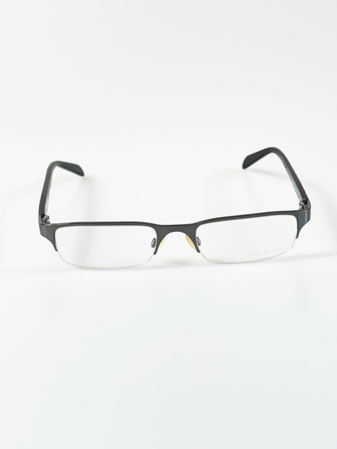 ANIWAY 다크실버 메탈릭 반무테 스퀘어 빈티지 안경 상품이미지2