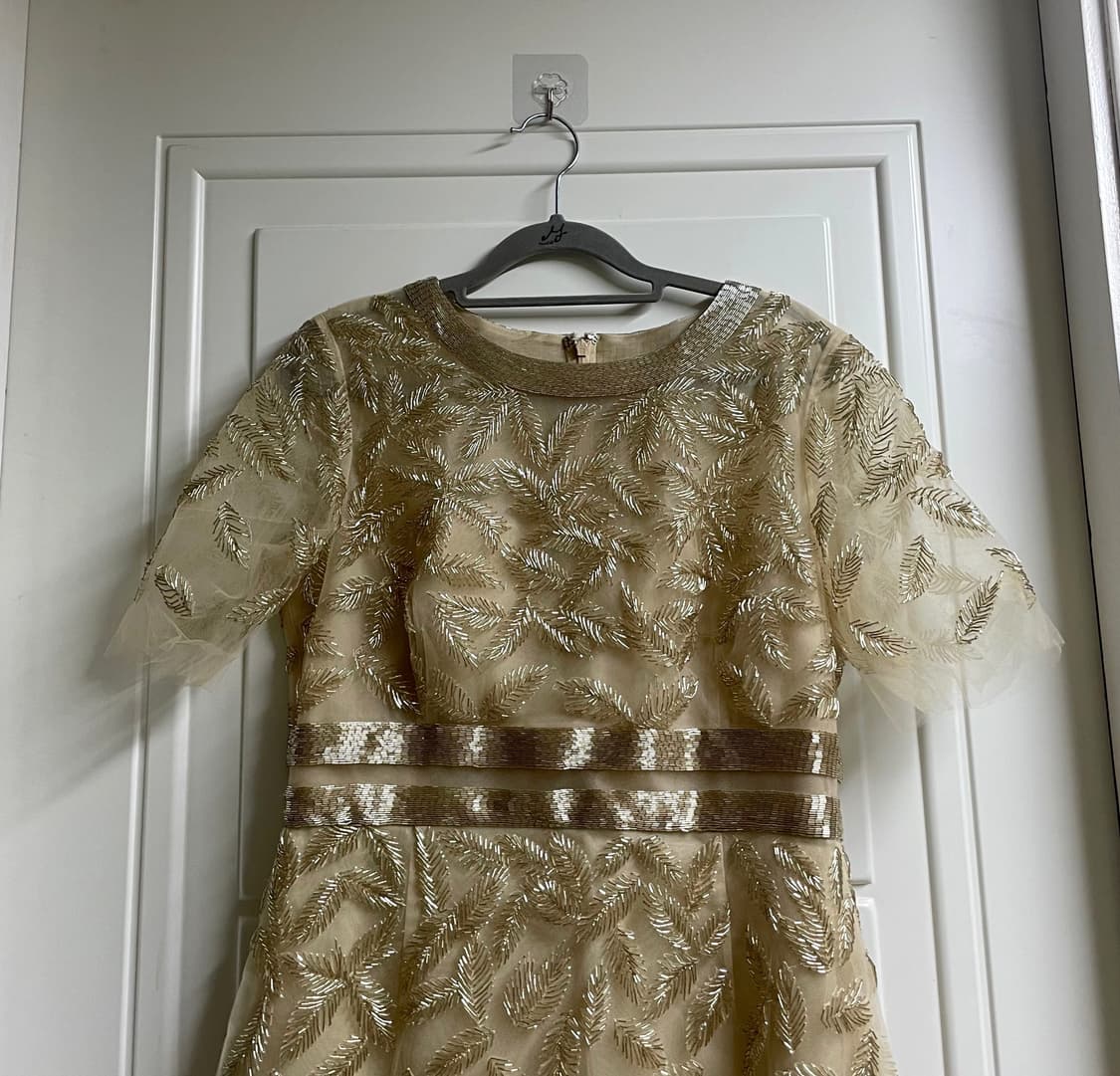 Oscar de la Renta 오스카 드 라 렌타 골드 비즈 드레스 상품이미지4