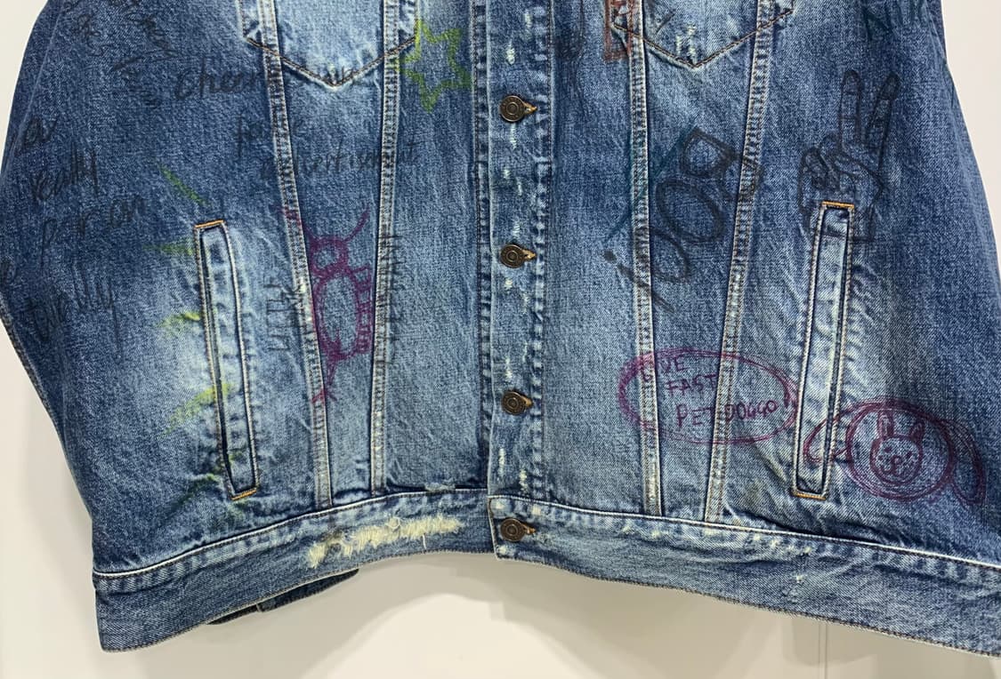 [2사이즈] 발렌시아가 그래피티 데님자켓 청자켓 상품이미지2