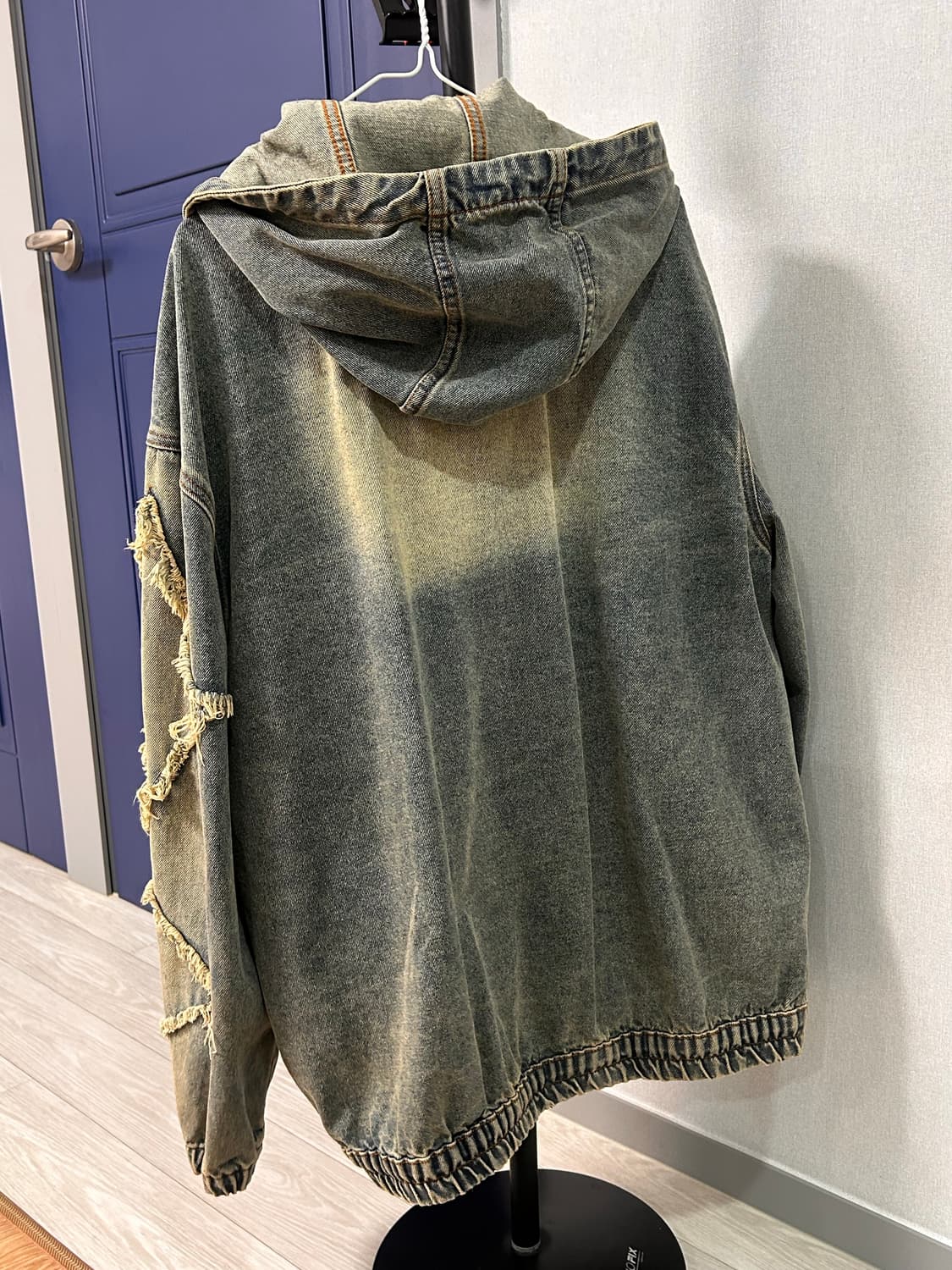 트릴리온 스타 데미지 워싱 데님 후드집업 상품이미지3