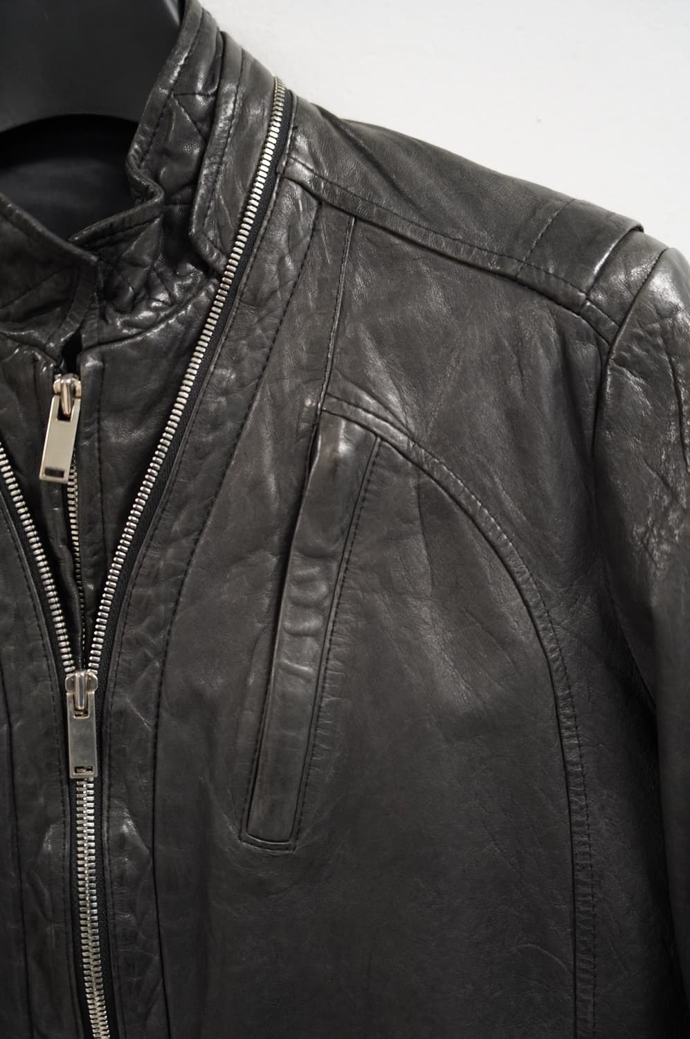 [N][95]그레이 베지터블 램스킨 워싱 레더자켓 상품이미지4