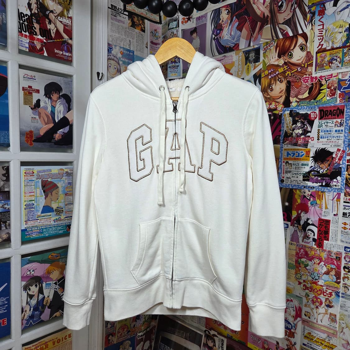 갭 화이트 골드 퍼 후드집업 상품이미지1