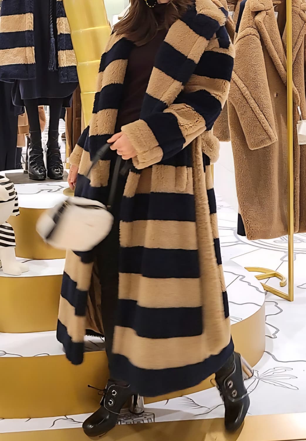 막스마라 테디베어 스트라이프 아이콘 롱코트34(55반정도) 상품이미지2