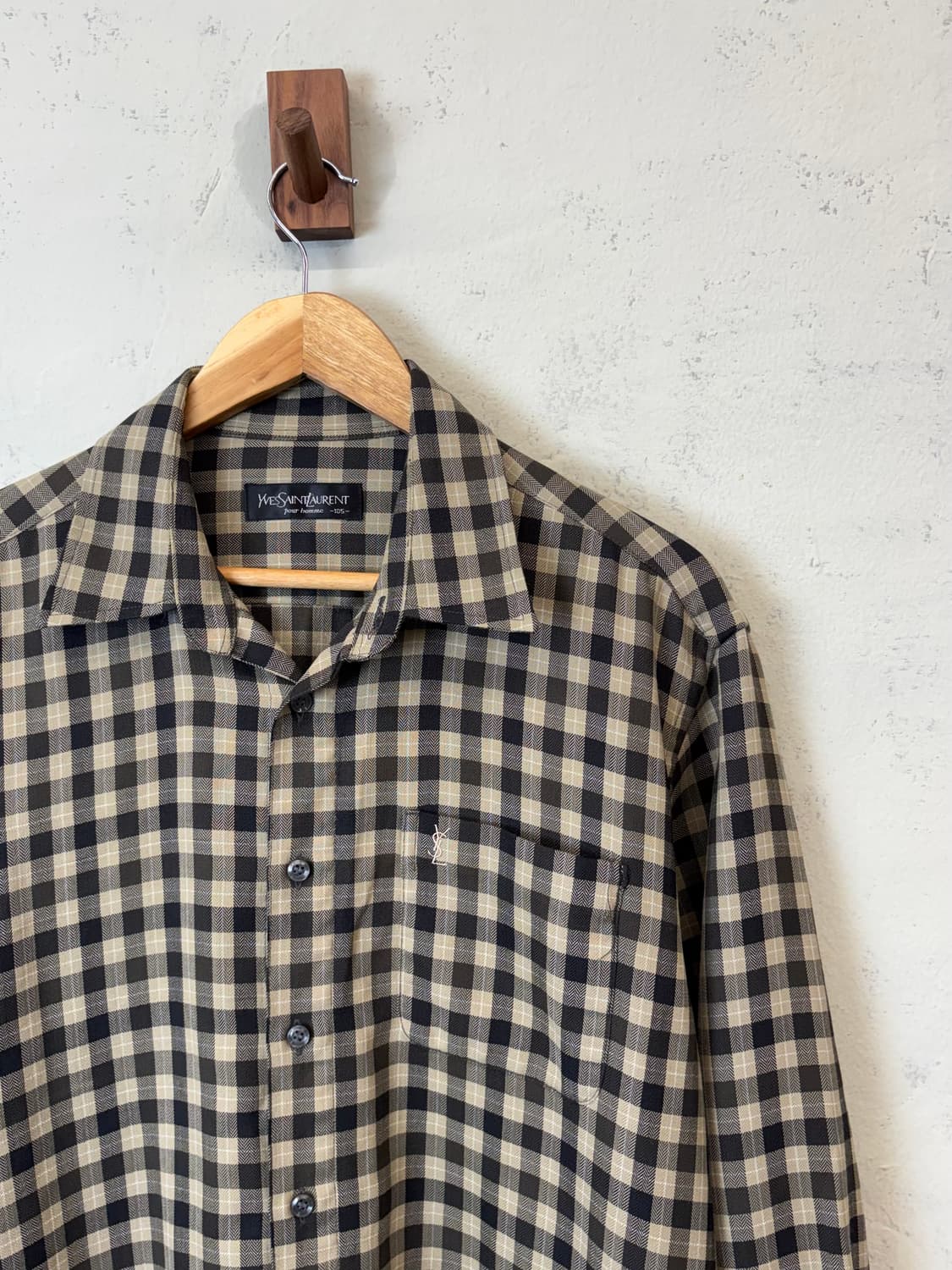 입생로랑 90s 빈티지 로고 체크셔츠 상품이미지2