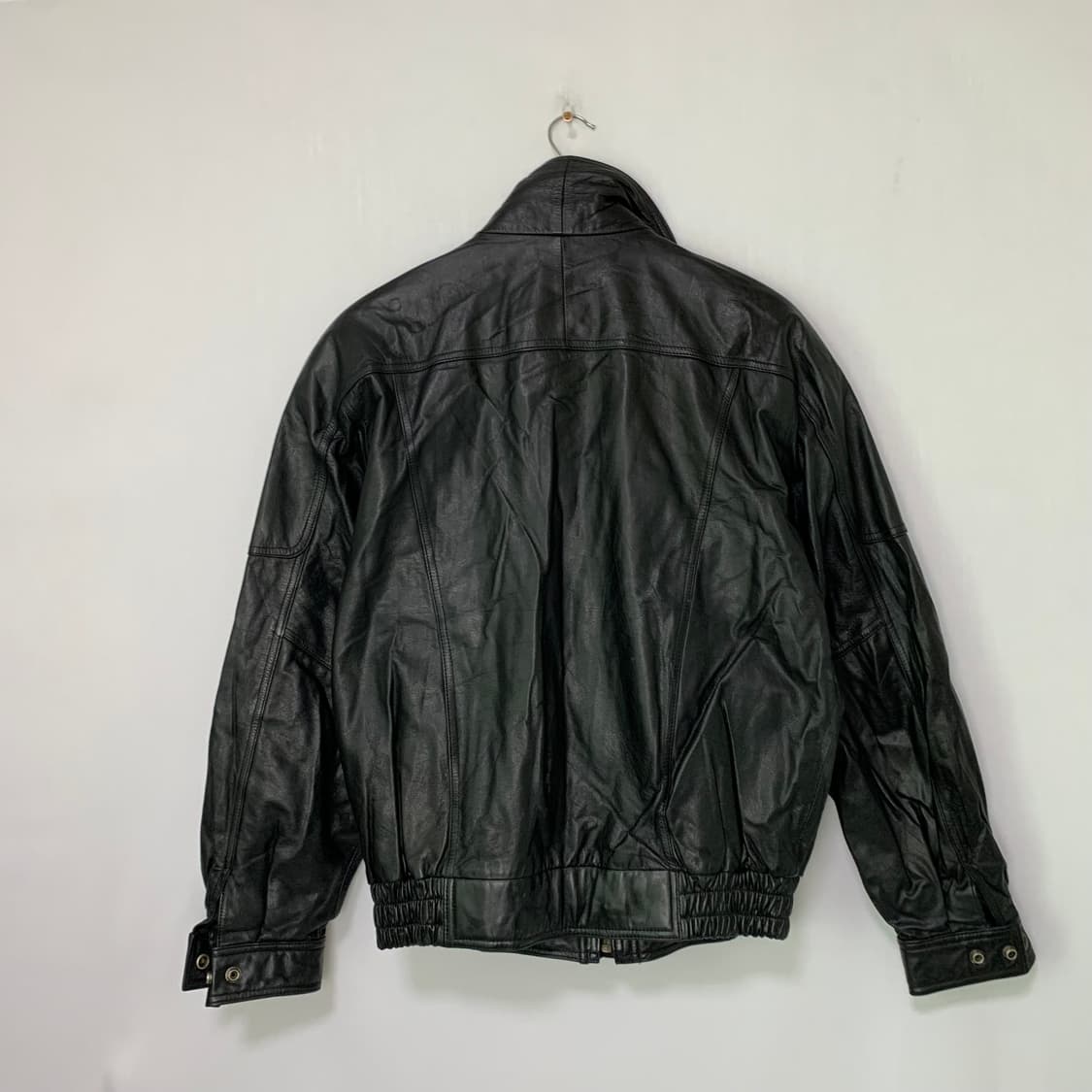 DANPOL 빈티지 리얼레더 양가죽 더블카라 하이넥 블루종 봄버자켓 상품이미지8