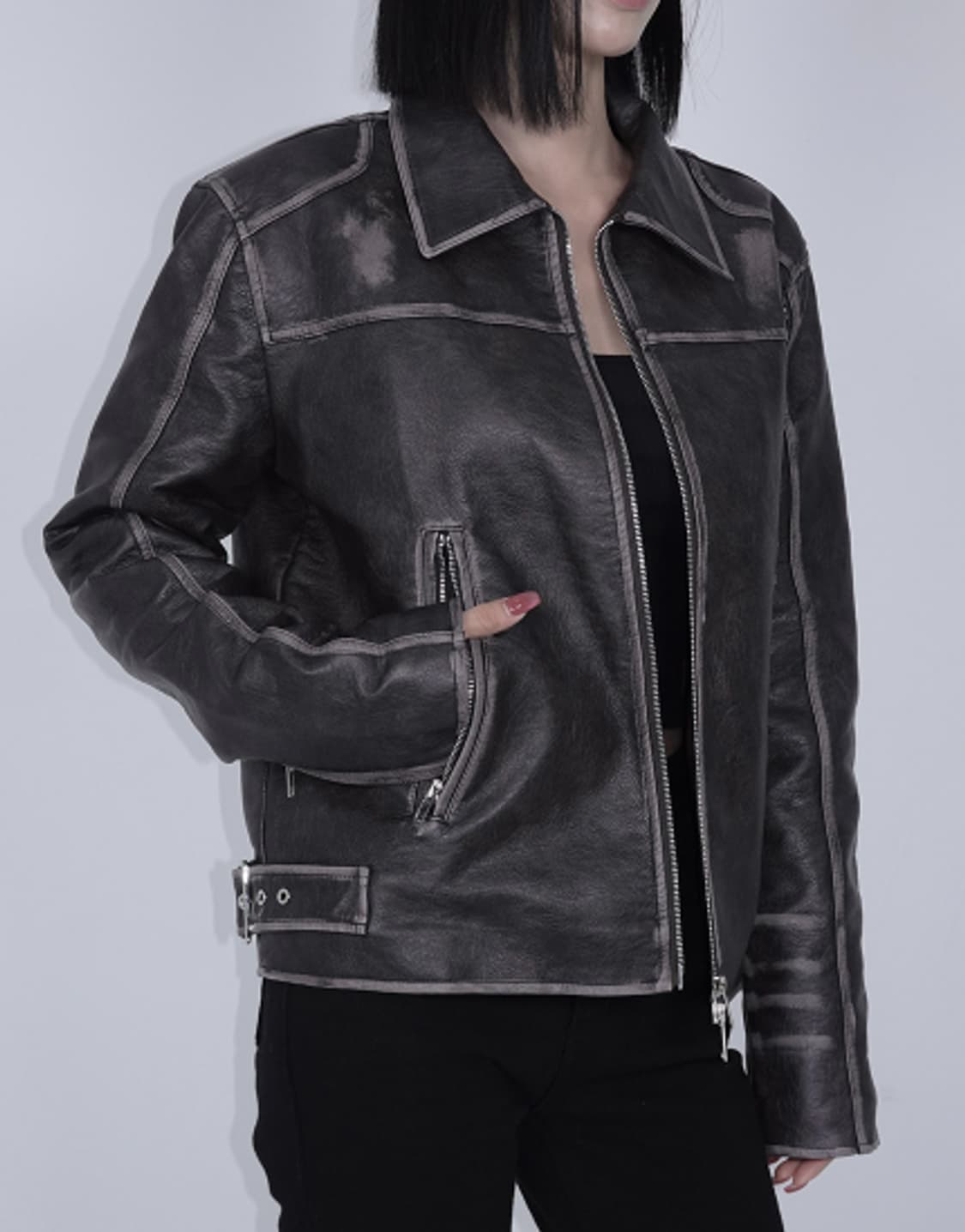 페일제이드 빈티지 워싱 패디드 바이커점퍼 S 상품이미지4