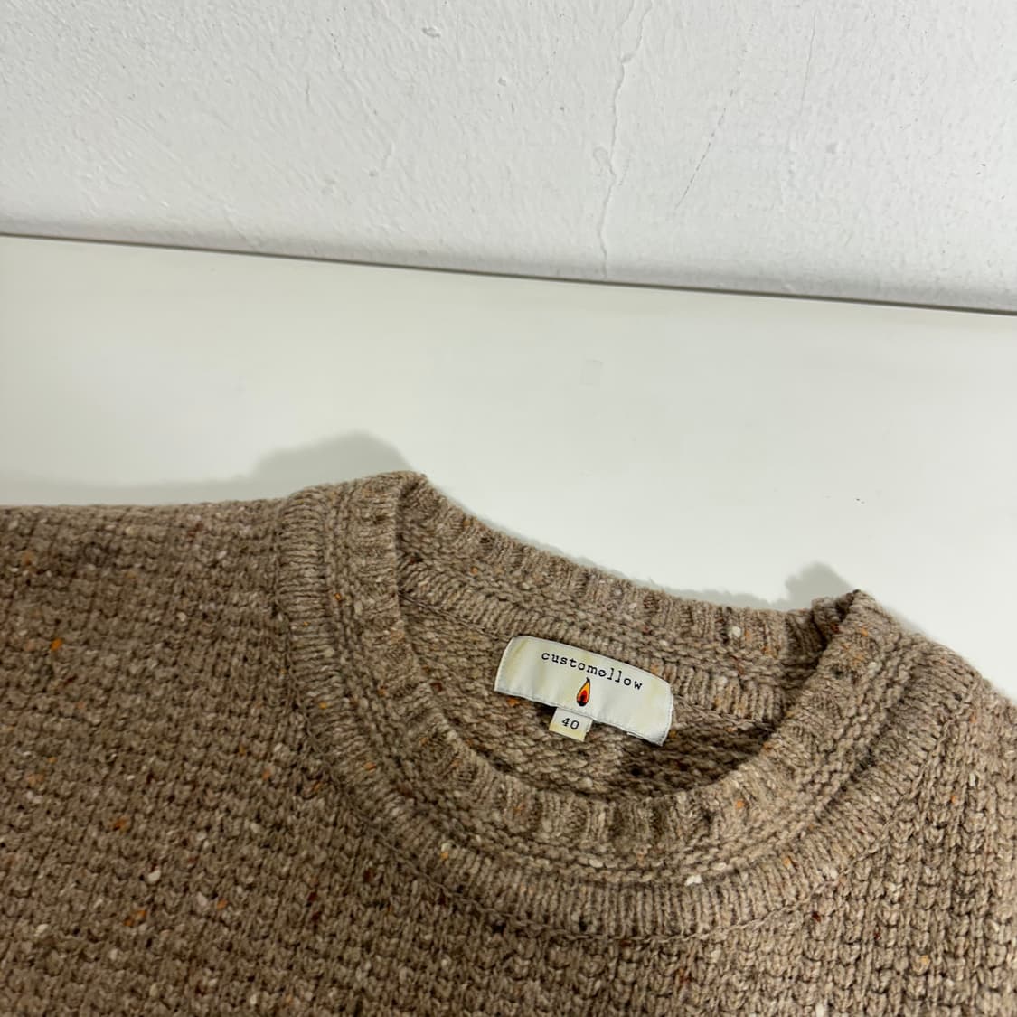 40 S 커스텀멜로우 베이지 엘보우패치 울 니트 상품이미지3