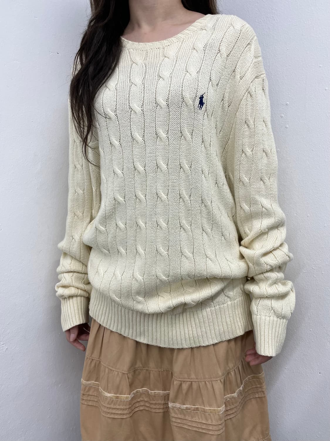 폴로 아이보리 포니 케이블 니트 상품이미지1