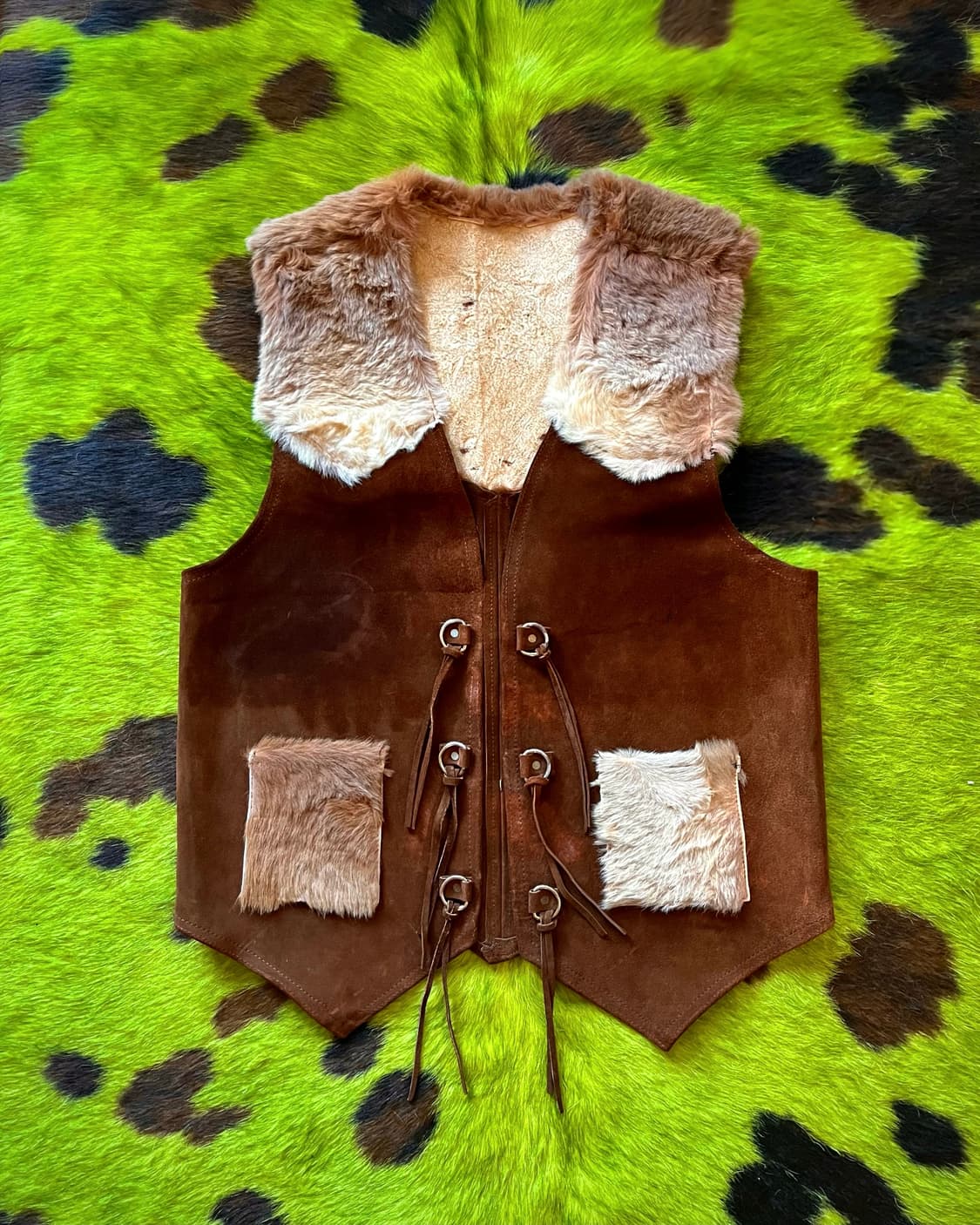 Western Vintage Vegetable Cowhide Vest 상품이미지4