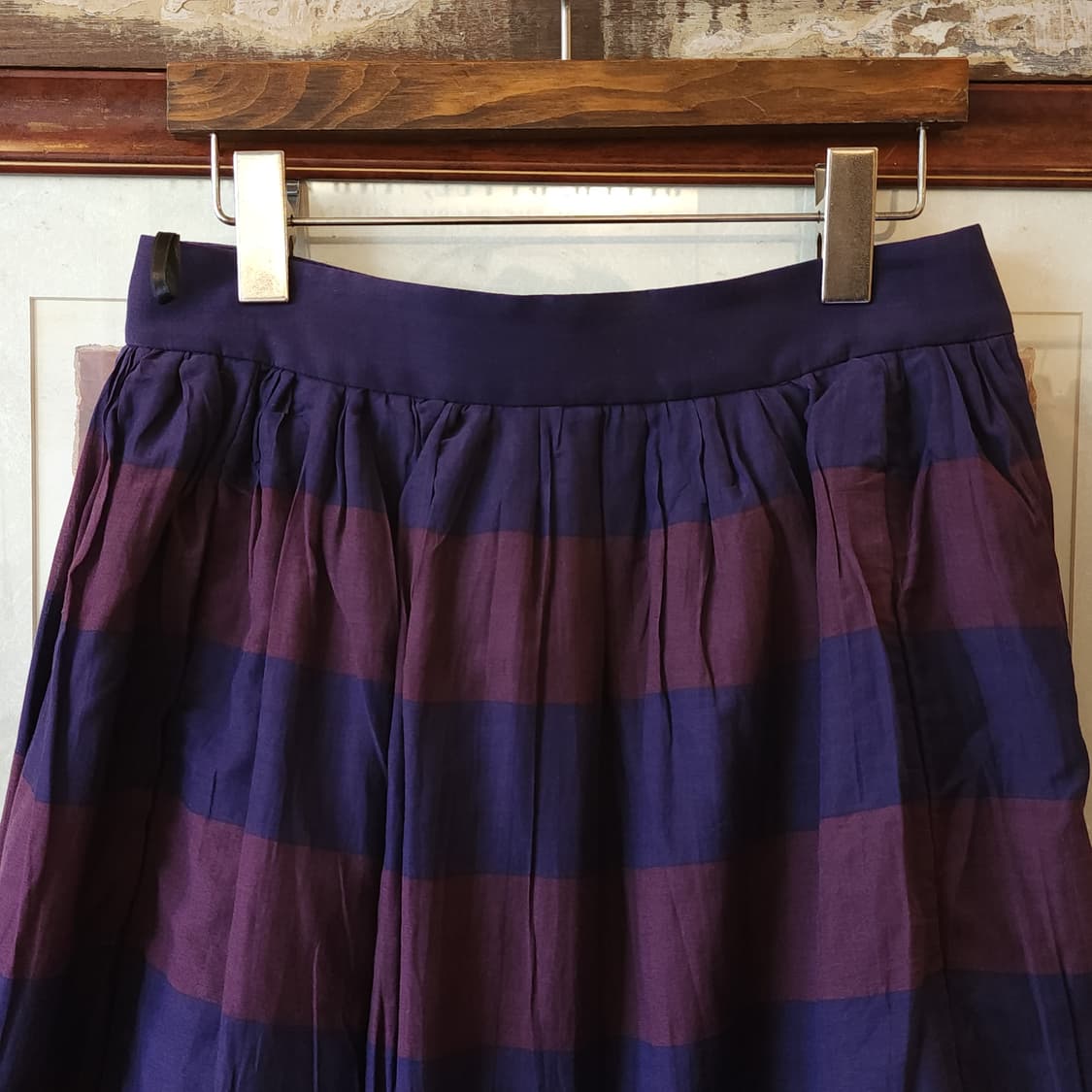 버버리 프로섬 스커트 치마 스트라이프 패턴 런웨이 이중원단 40 상품이미지5