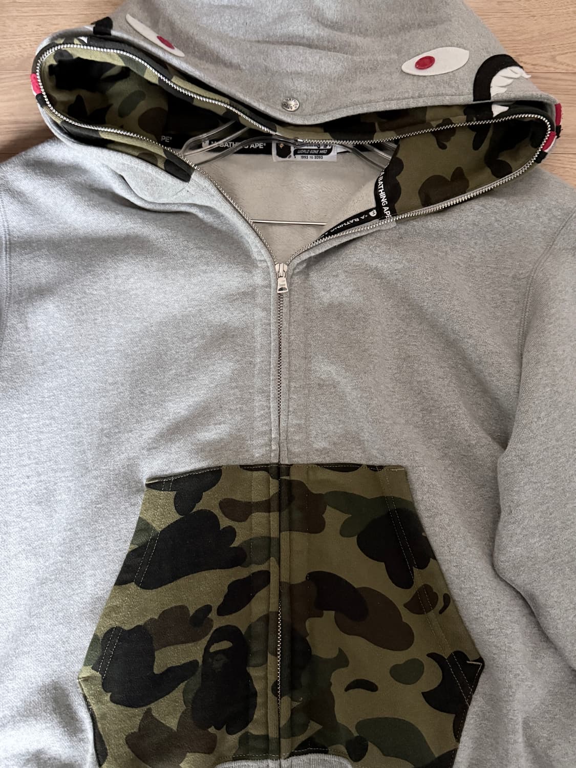 베이프 퍼스트 카모 샤크 풀 집 더블 후드 녹계 M 상품이미지2