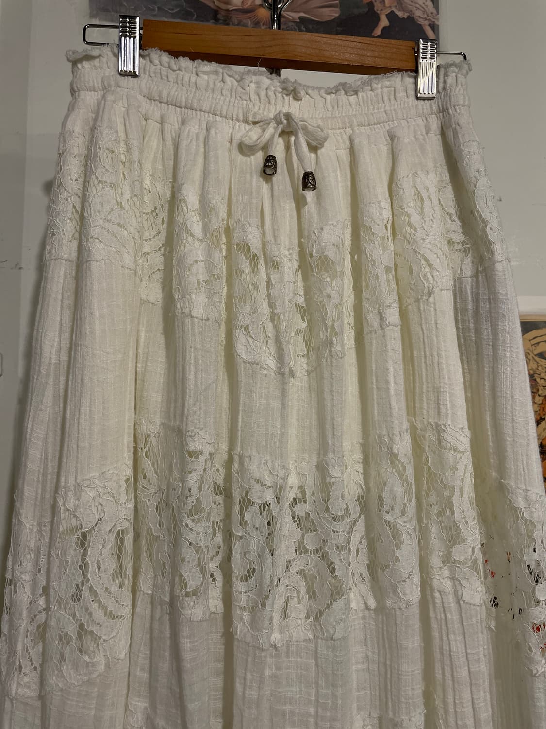 플라워 레이스 스트랩 화이트 롱스커트 모리 페어리 상품이미지2