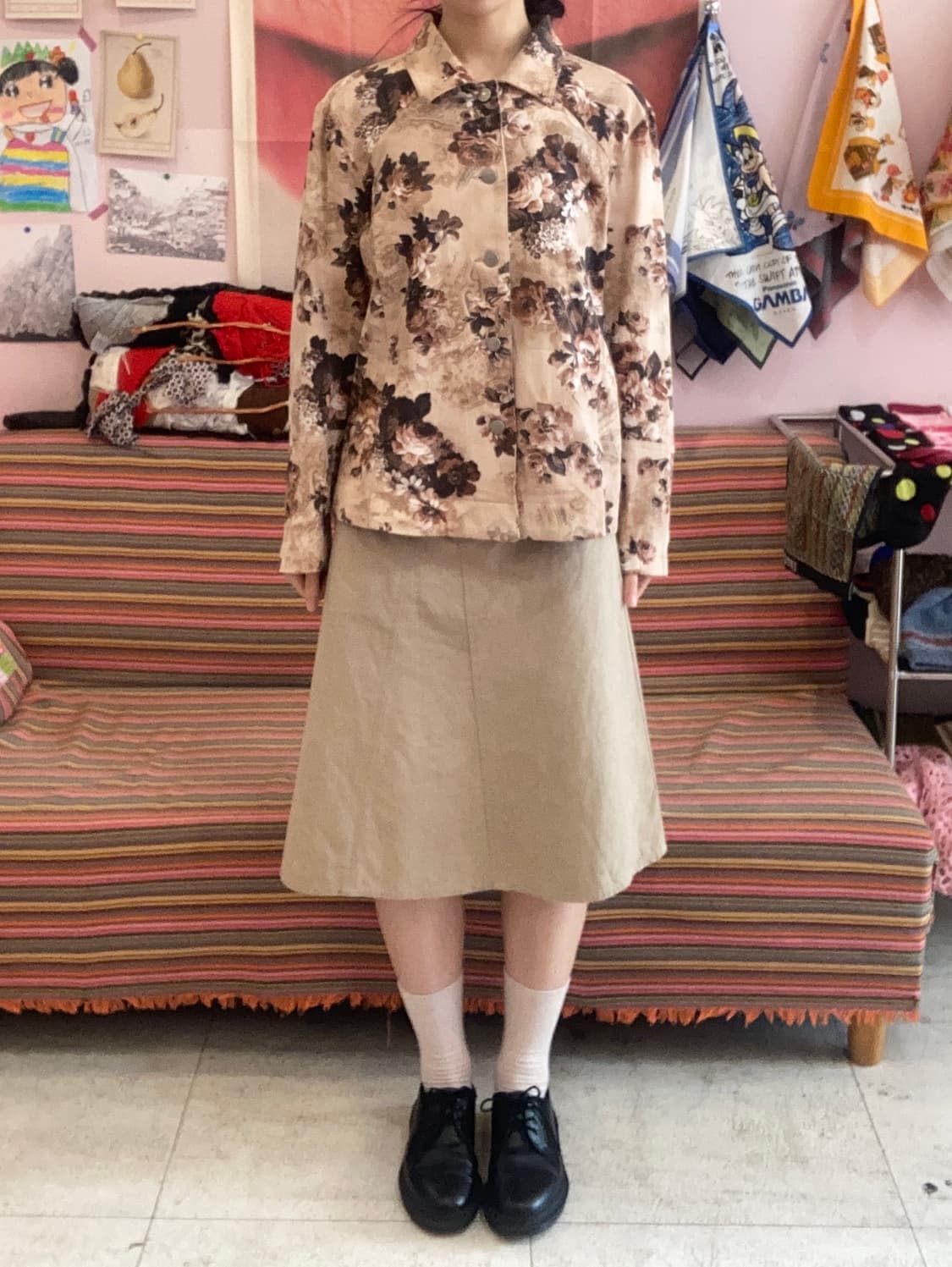 에스닉 베이지 A라인 스커트 상품이미지1