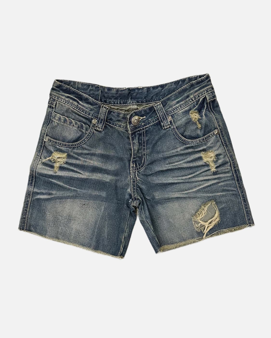 distressed cat washing denim shorts 상품이미지2