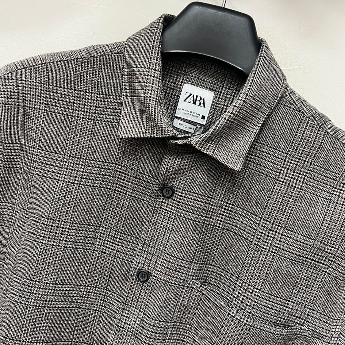 ZARA 자라 레귤러핏 텍스처드 체크 셔츠 남방 M 상품이미지3