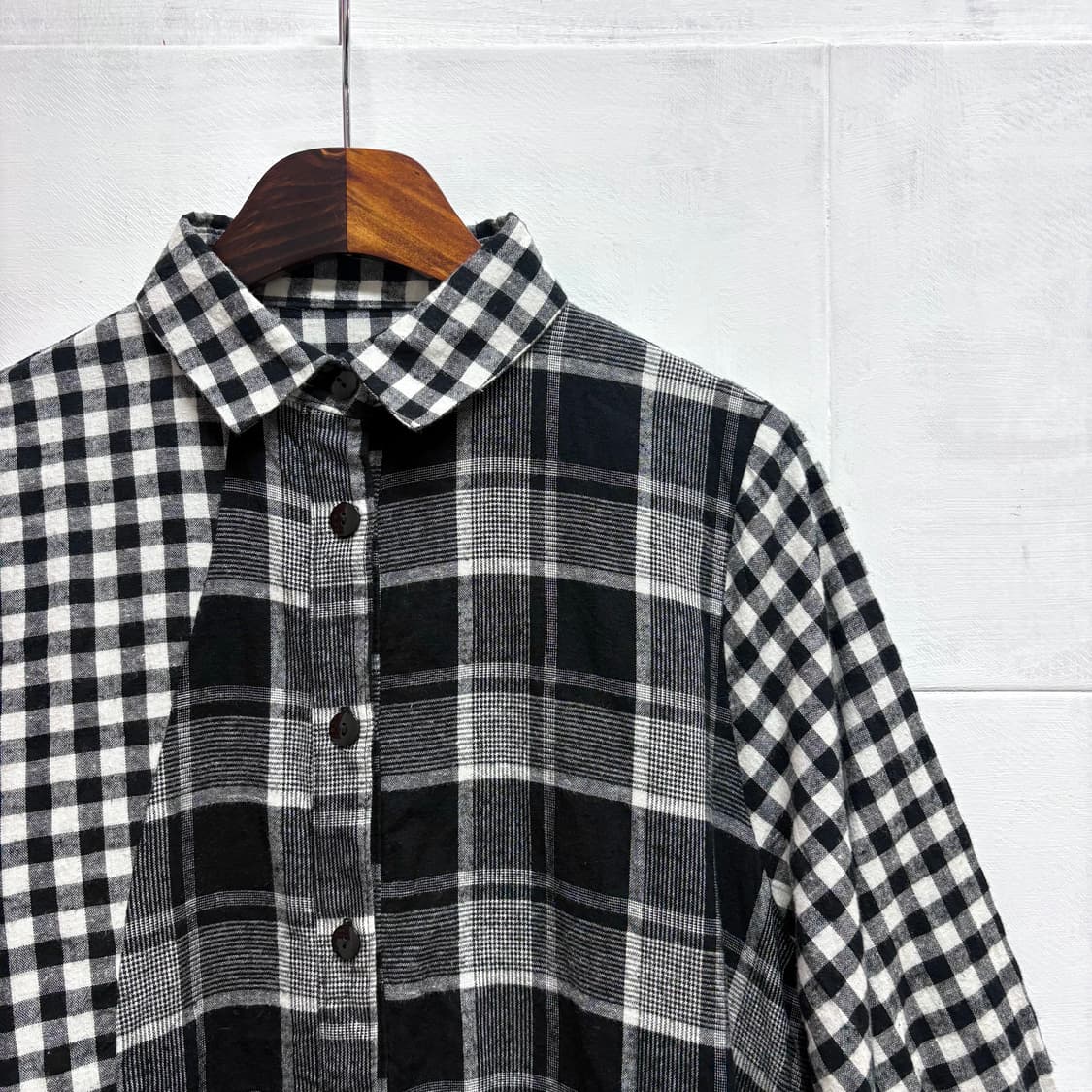 La nature 패치워크 모리걸 체크 셔츠 블라우스  JPN 상품이미지2