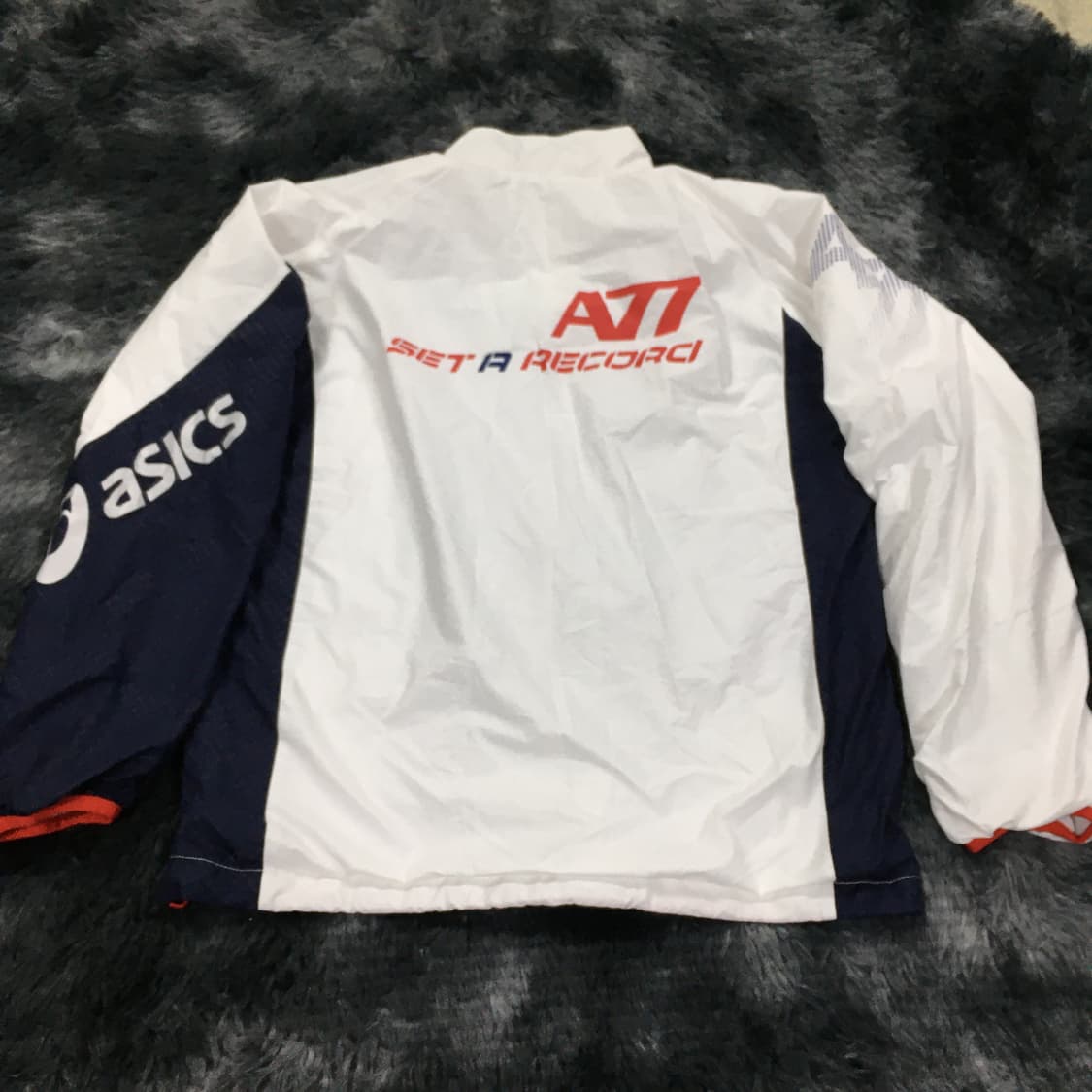 투티/A4 아식스 A77 JASPO M 바람막이 화이트 블랙 상품이미지2