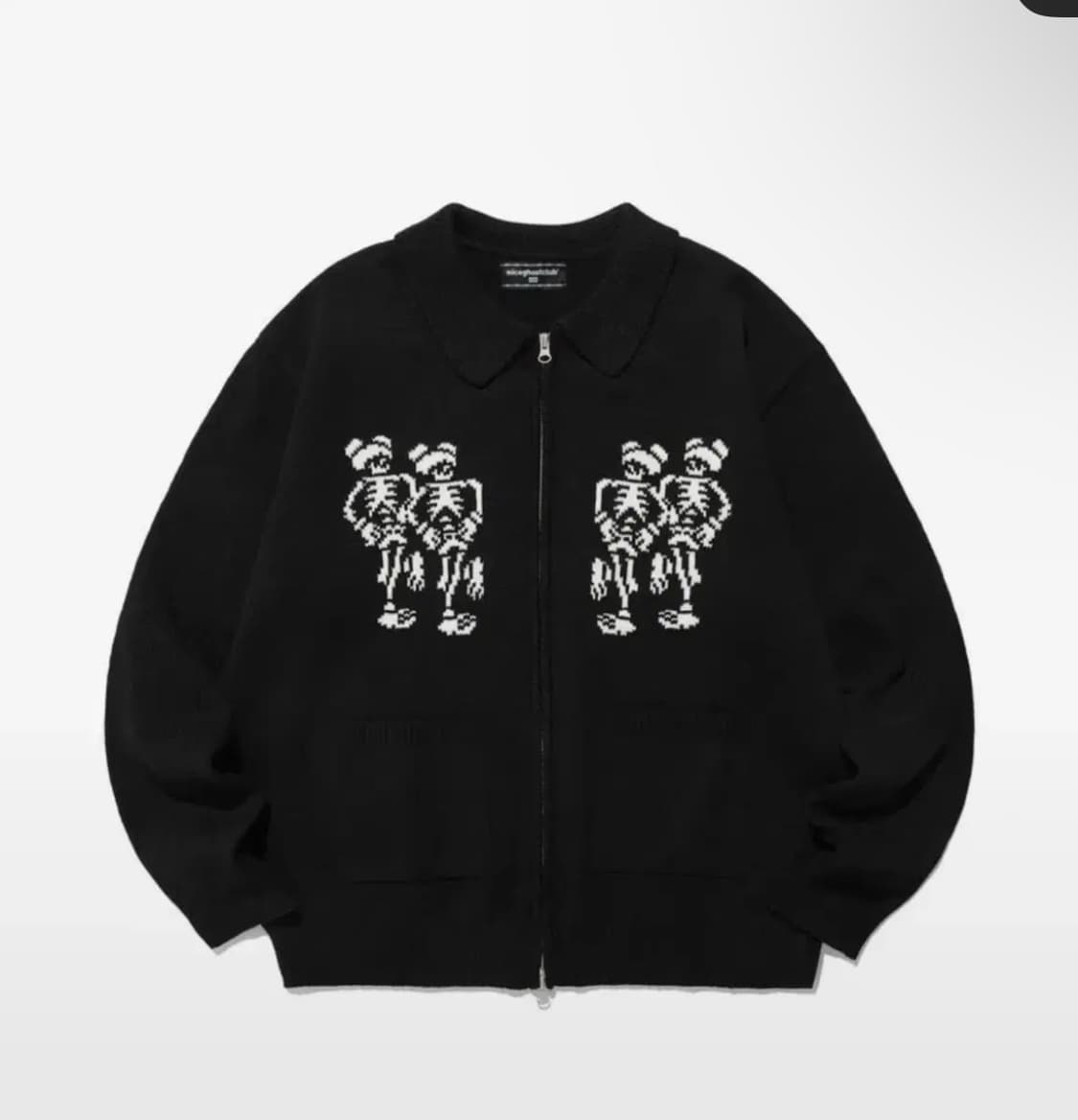 나이스고스트클럽 니트 DANCING SKELETONS ZIP POLO K 상품이미지1
