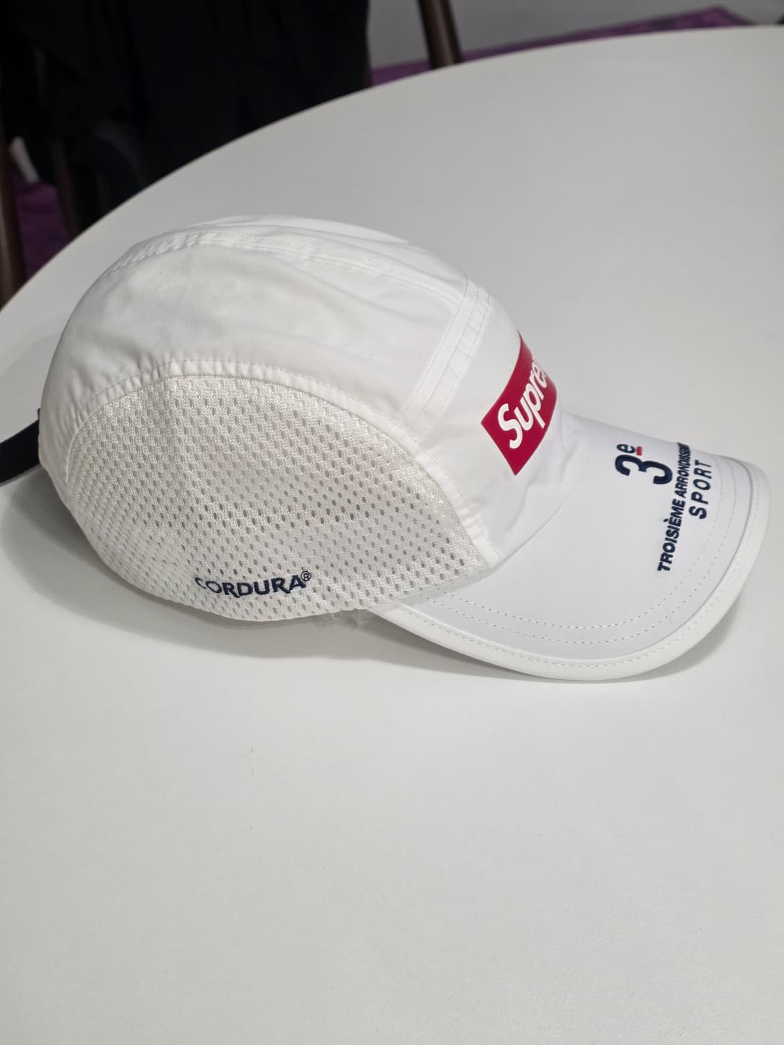 24ss 슈프림 메쉬 사이드 패널 화이트 캠프캡 상품이미지2