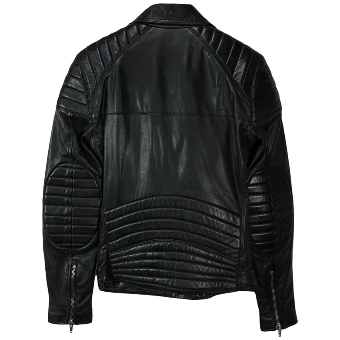 빈티지 리얼 쉽스킨 레더 양가죽 사선 라이더 레더 자켓 블랙 M16807 상품이미지3