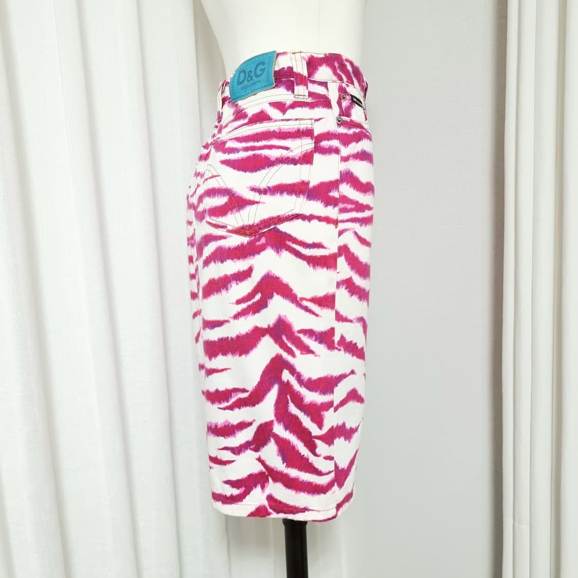 돌체앤가바나 D&G 핑크레오파드 코튼데님 스커트 치마 (표기26/40) 상품이미지2