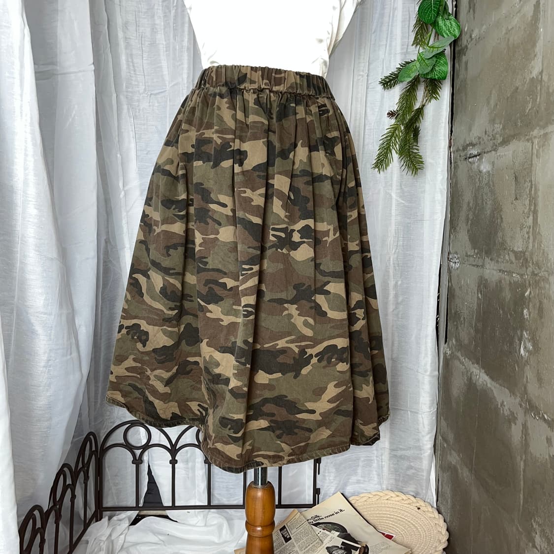 y2k 카모 미디스커트 상품이미지3
