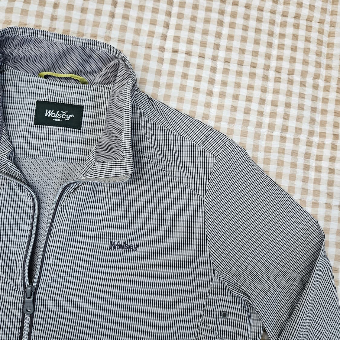 울시 깅엄체크 스윙 얇은 자켓 남자100 상품이미지3