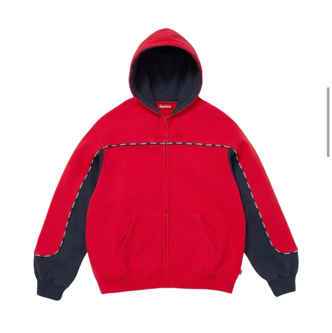 L) 슈프림 파이핑 집업 후드 자켓 스웨트셔츠 맨투 레드 - 25FW 상품이미지1