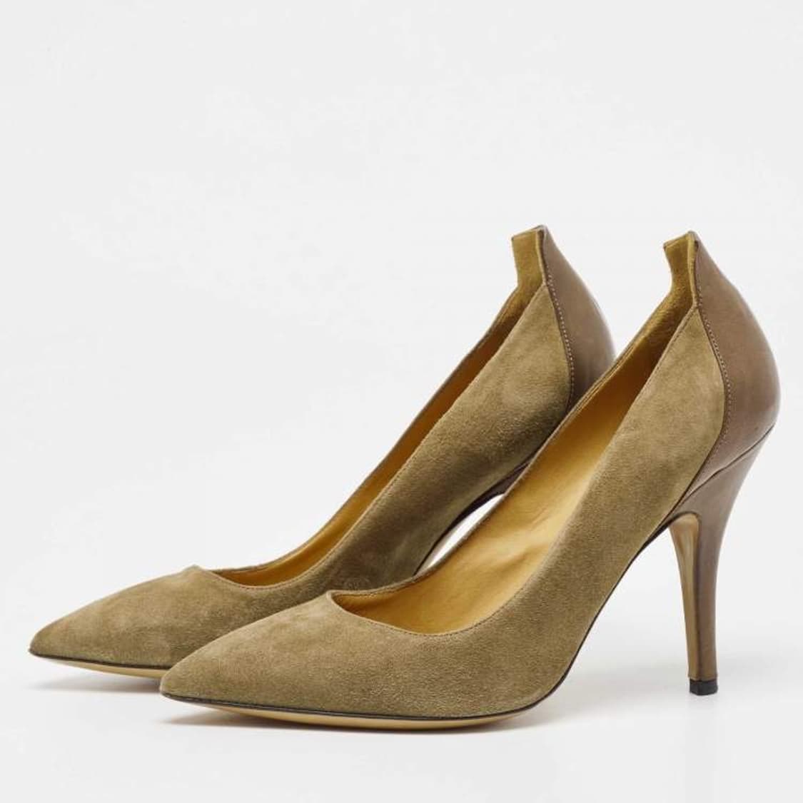 이자벨마랑 올리브그린 스웨이드 레더 투톤힐 상품이미지2